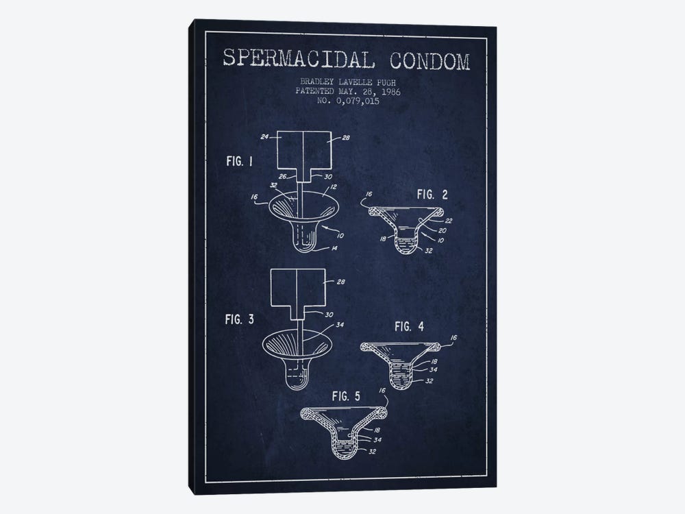 Spermacidal Condom Navy Blue Patent Blueprint by Aged Pixel 1-piece Art Print