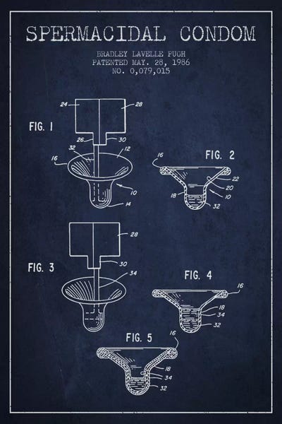 Beauty & Personal Care Blueprints: Spermacidal Condom Navy Blue Patent Blueprint by Aged Pixel