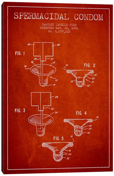 Spermacidal Condom Red Patent Blueprint Canvas Art Print - Beauty & Personal Care Blueprints