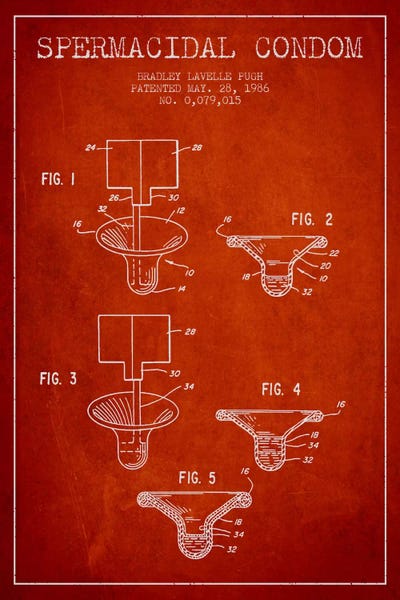 Beauty & Personal Care Blueprints: Spermacidal Condom Red Patent Blueprint by Aged Pixel