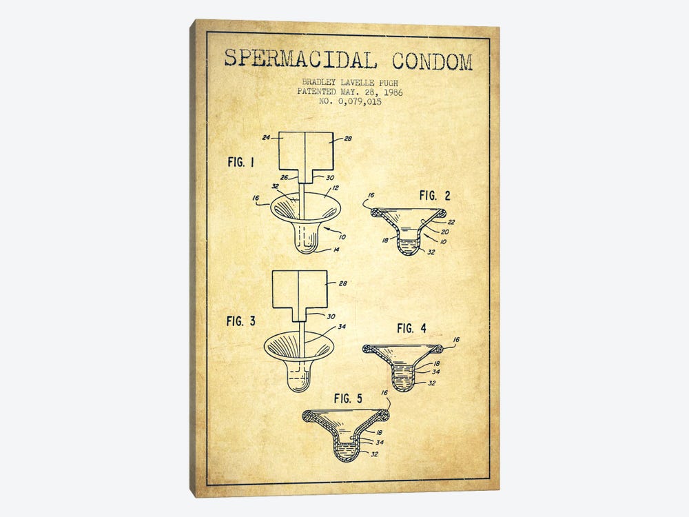 Spermacidal Condom Vintage Patent Blueprint by Aged Pixel 1-piece Art Print