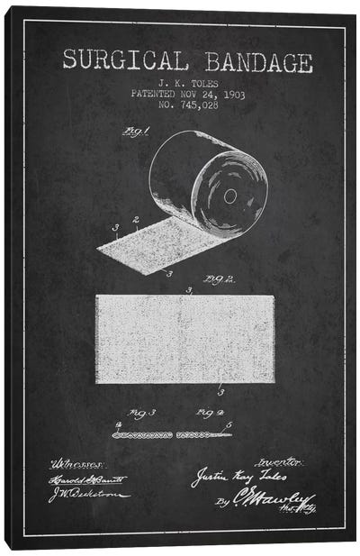 Surgical Bandage Charcoal Patent Blueprint Canvas Art Print - Aged Pixel: Medical & Dental