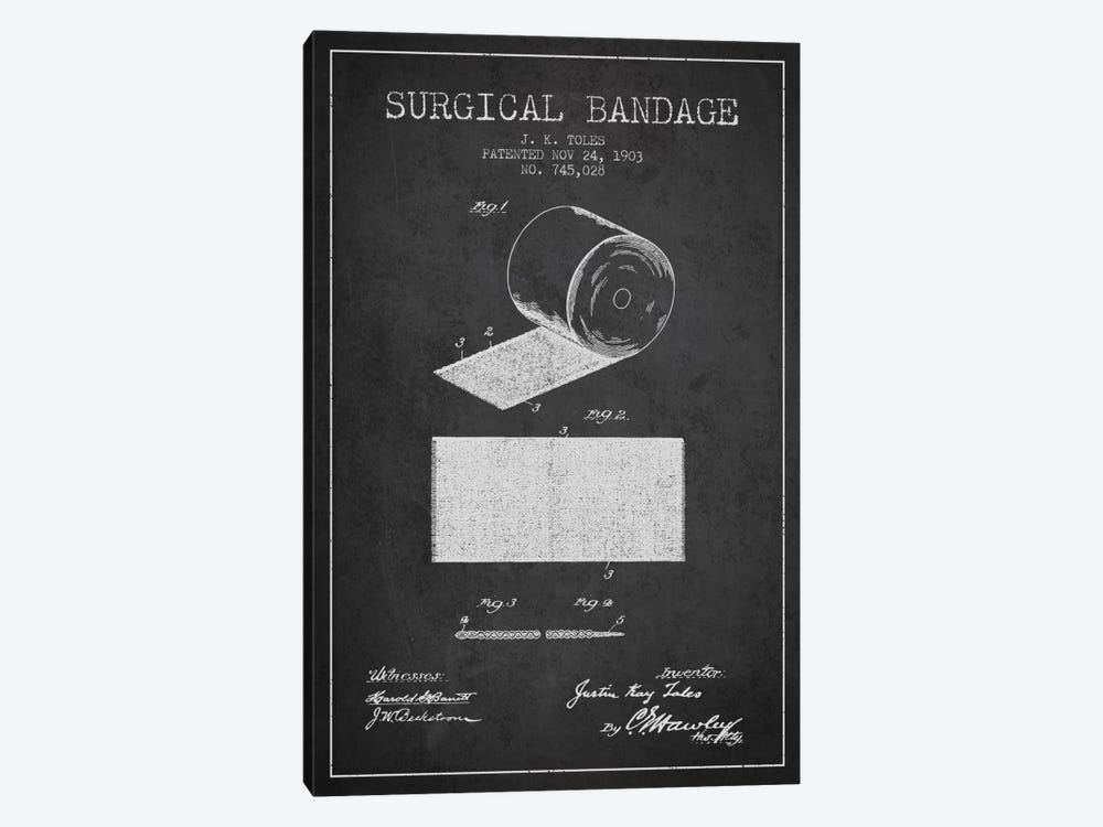 Surgical Bandage Charcoal Patent Blueprint by Aged Pixel 1-piece Canvas Art Print