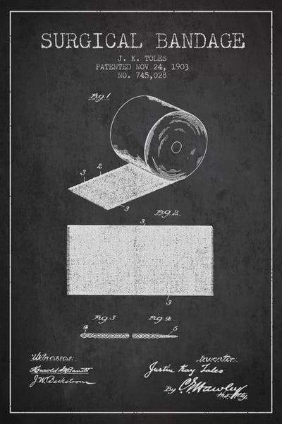 Medical & Dental Blueprints: Surgical Bandage Charcoal Patent Blueprint by Aged Pixel