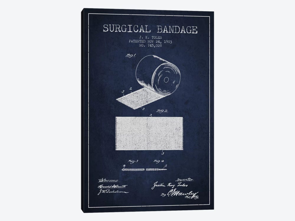 Surgical Bandage Navy Blue Patent Blueprint by Aged Pixel 1-piece Art Print