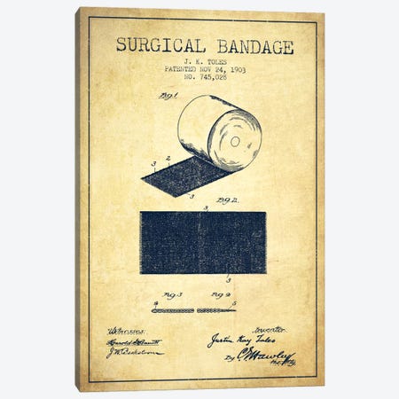 Surgical Bandage Vintage Patent Blueprint Canvas Print #ADP1994} by Aged Pixel Canvas Print