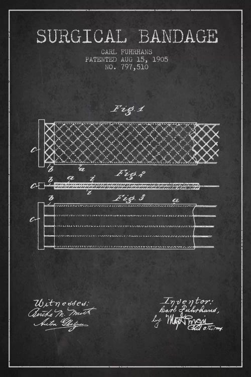 Surgical Bandage 2 Charcoal Patent Blueprint