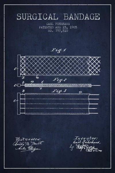 Surgical Bandage 2 Navy Blue Patent Blueprint by Aged Pixel canvas print