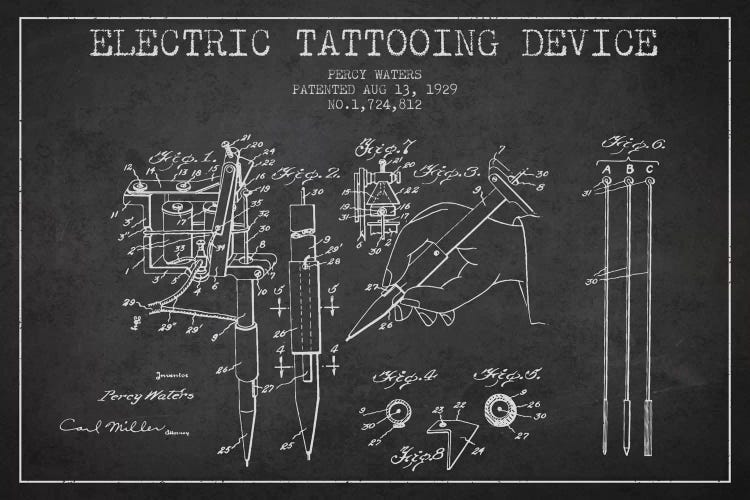 Tattoo Device Charcoal Patent Blueprint