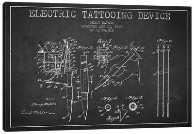 Tattoo Device Charcoal Patent Blueprint Canvas Art Print - Medical & Dental Blueprints