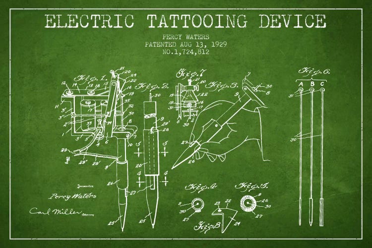 Tattoo Device Green Patent Blueprint