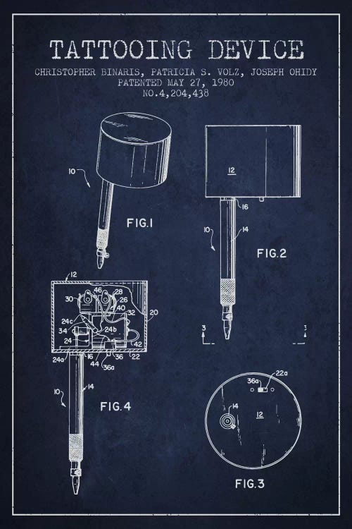 Tattoo Device 2 Navy Blue Patent Blueprint