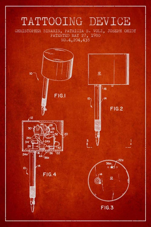Tattoo Device 2 Red Patent Blueprint