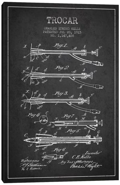 Trocar Charcoal Patent Blueprint Canvas Art Print - Medical & Dental Blueprints