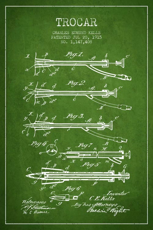 Trocar Green Patent Blueprint