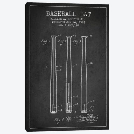 Baseball Bat Charcoal Patent Blueprint Canvas Print #ADP2015} by Aged Pixel Canvas Artwork