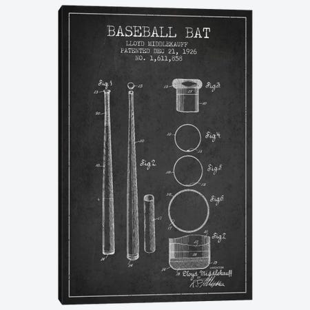 Baseball Bat Charcoal Patent Blueprint Canvas Print #ADP2030} by Aged Pixel Canvas Print