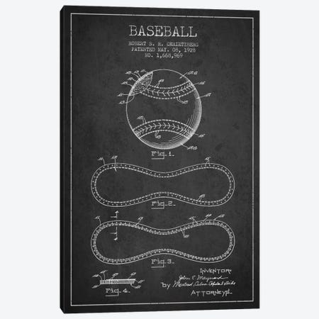 Baseball Charcoal Patent Blueprint Canvas Print #ADP2035} by Aged Pixel Canvas Art