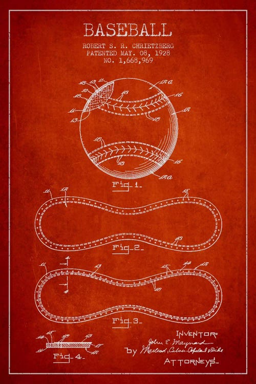 Baseball Red Patent Blueprint