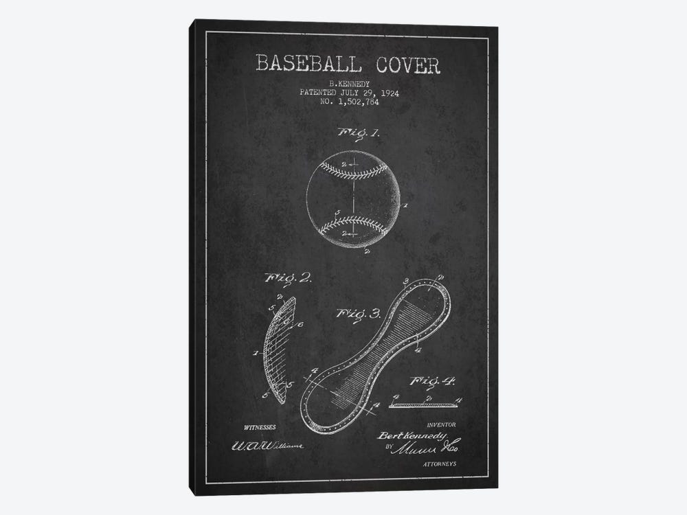 Baseball Cover Charcoal Patent Blueprint by Aged Pixel 1-piece Canvas Print