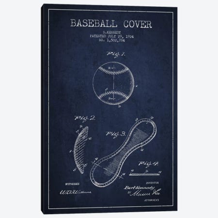 Baseball Cover Navy Blue Patent Blueprint Canvas Print #ADP2047} by Aged Pixel Canvas Print