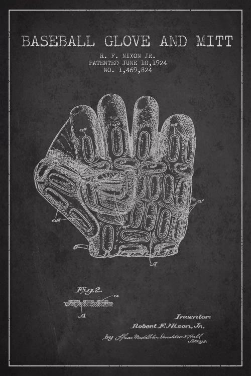 Baseball Glove Charcoal Patent I Blueprint