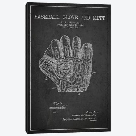 Baseball Glove Charcoal Patent Blueprint Canvas Print #ADP2055} by Aged Pixel Canvas Art