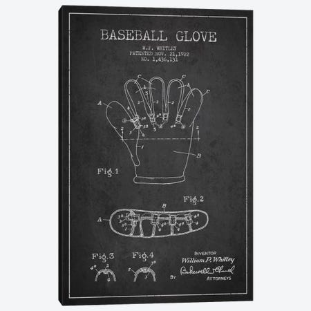 Baseball Glove Charcoal Patent Blueprint Canvas Print #ADP2060} by Aged Pixel Canvas Art