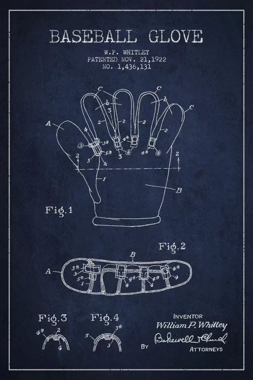 Baseball Glove Navy Blue Patent II Blueprint