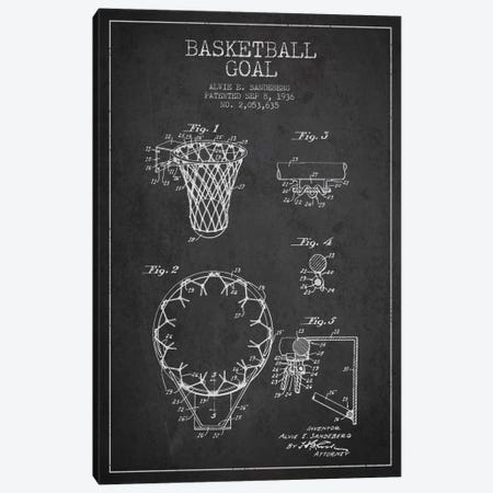 Basketball Goal Charcoal Patent Blueprint Canvas Print #ADP2075} by Aged Pixel Canvas Art