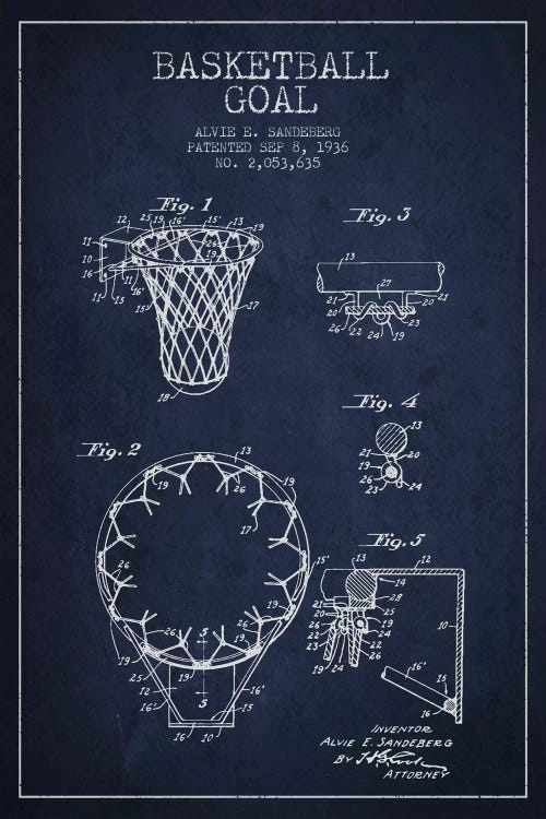 Basketball Goal Navy Blue Patent Blueprint