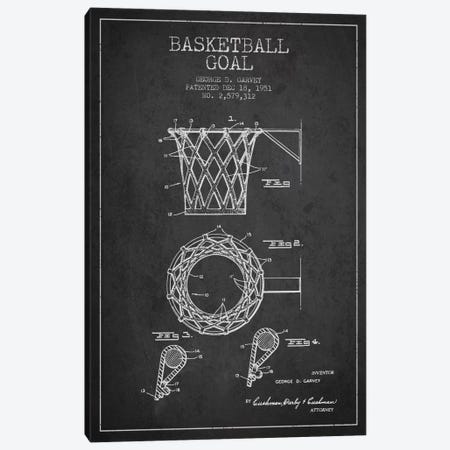 Basketball Goal Charcoal Patent Blueprint Canvas Print #ADP2080} by Aged Pixel Canvas Art