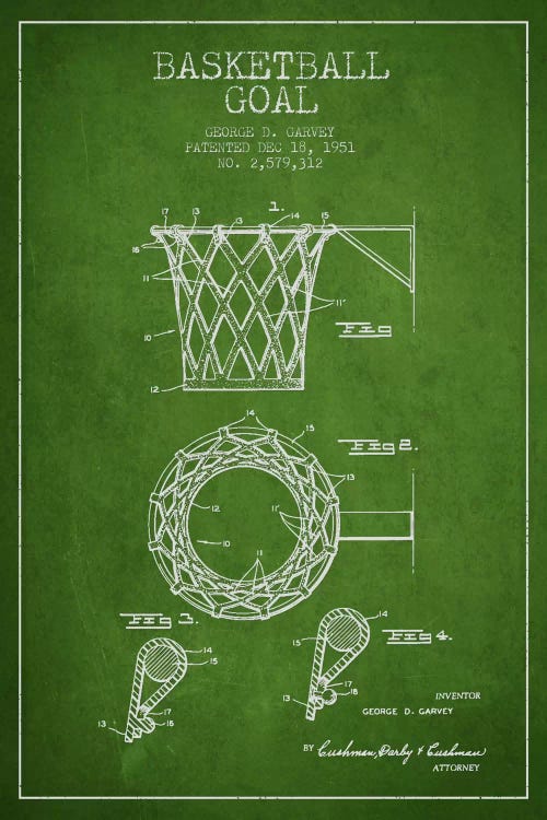 Basketball Goal Green II Patent Blueprint