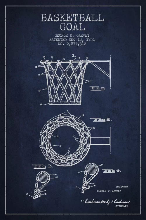 Basketball Goal Navy Blue Patent Blueprint