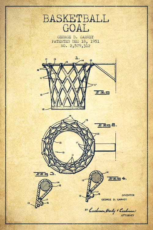 Basketball Goal Vintage II Patent Blueprint