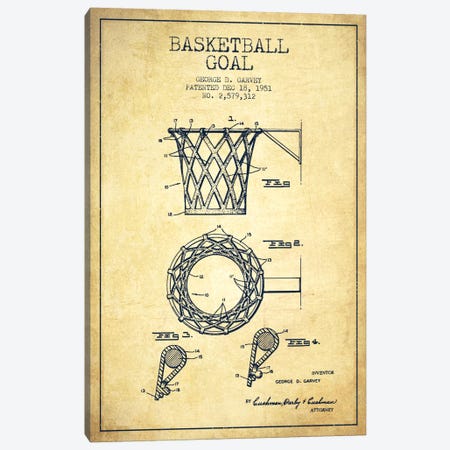 Basketball Goal Vintage Patent Blueprint Canvas Print #ADP2084} by Aged Pixel Canvas Print