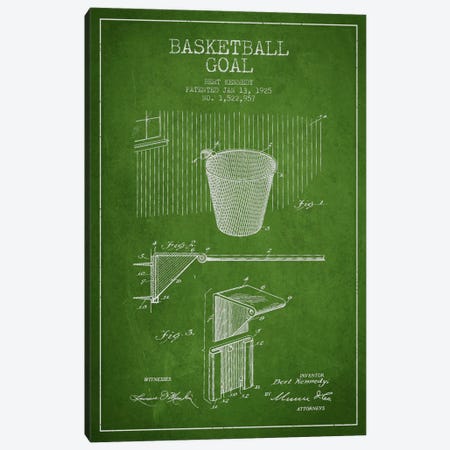 Basketball Goal Green Patent Blueprint Canvas Print #ADP2086} by Aged Pixel Canvas Art Print