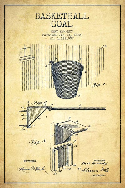 Basketball: Basketball Goal Vintage III Patent Blueprint by Aged Pixel