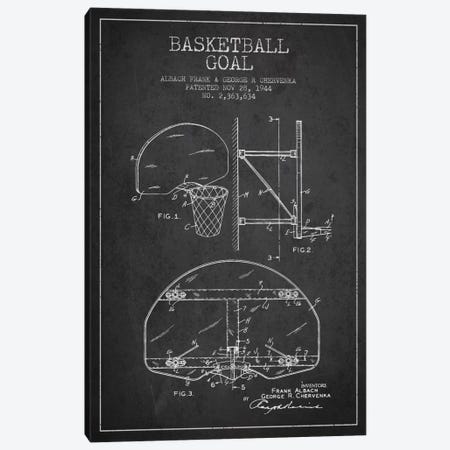 F. Albach & G.R. Chervenka Basketball Goal Patent Blueprint (Charcoal) Canvas Print #ADP2090} by Aged Pixel Art Print