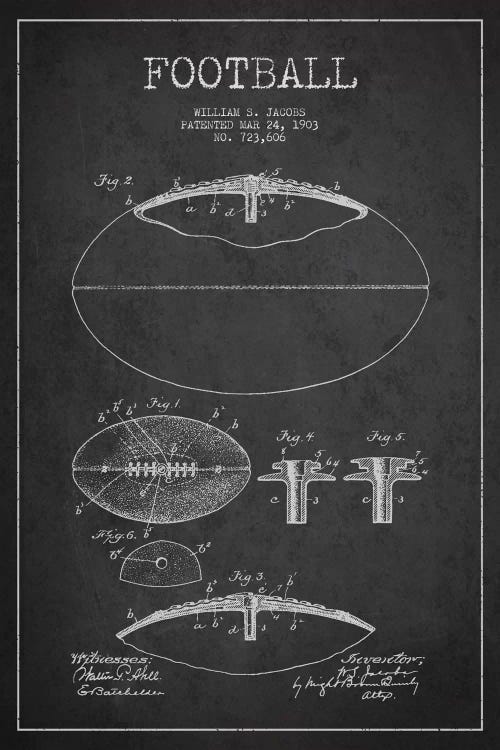 Football Charcoal Patent Blueprint