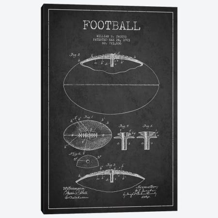 Football Charcoal Patent Blueprint Canvas Print #ADP2095} by Aged Pixel Canvas Art