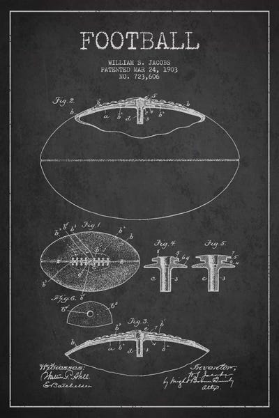 Football: Football Charcoal Patent Blueprint by Aged Pixel