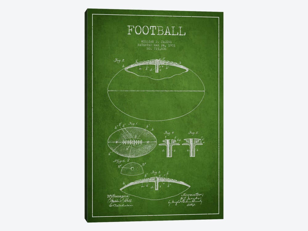 Football Green Patent Blueprint by Aged Pixel 1-piece Art Print