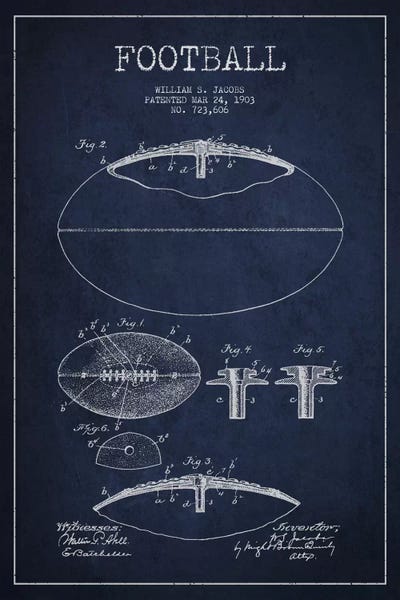 Sports Blueprints: Football All Navy Blue Patent Blueprint by Aged Pixel