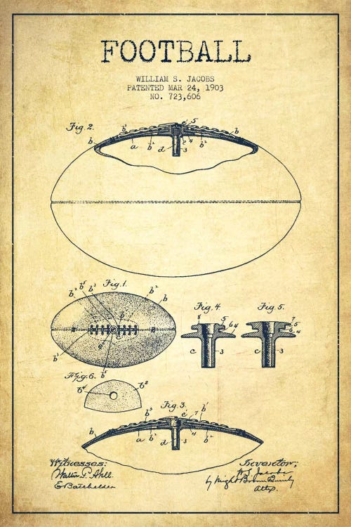 Football Vintage Patent Blueprint