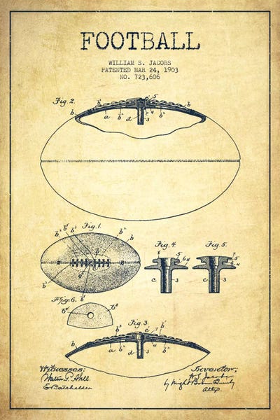 Football: Football Vintage Patent Blueprint by Aged Pixel
