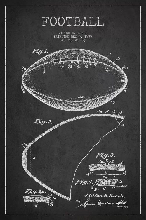 Football Charcoal Patent Blueprint