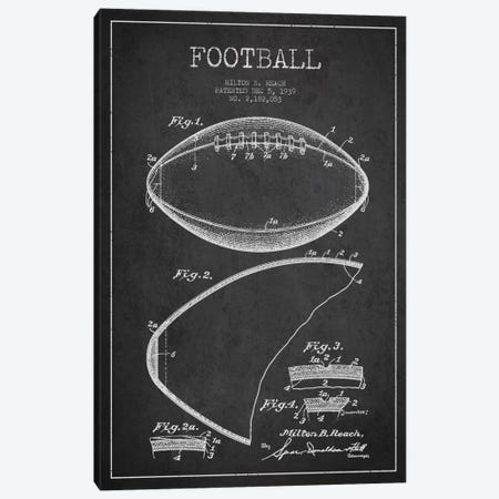 Football Charcoal Patent Blueprint Canvas Print #ADP2100} by Aged Pixel Canvas Art Print