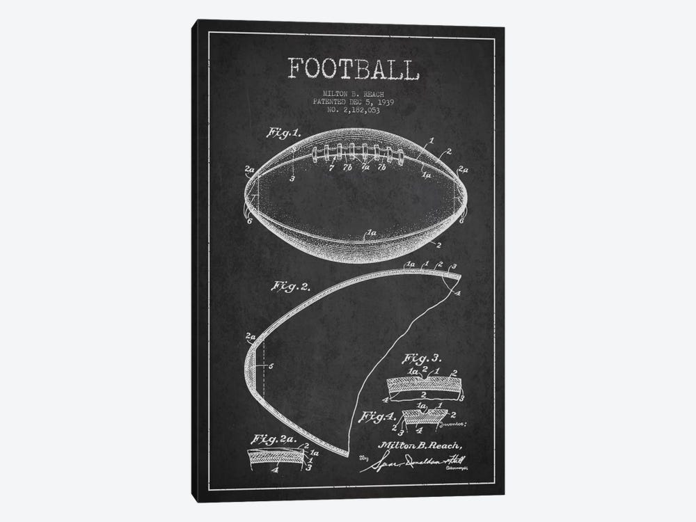 Football Charcoal Patent Blueprint by Aged Pixel 1-piece Art Print