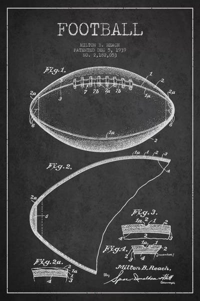 Black & White: Football Charcoal Patent Blueprint I by Aged Pixel